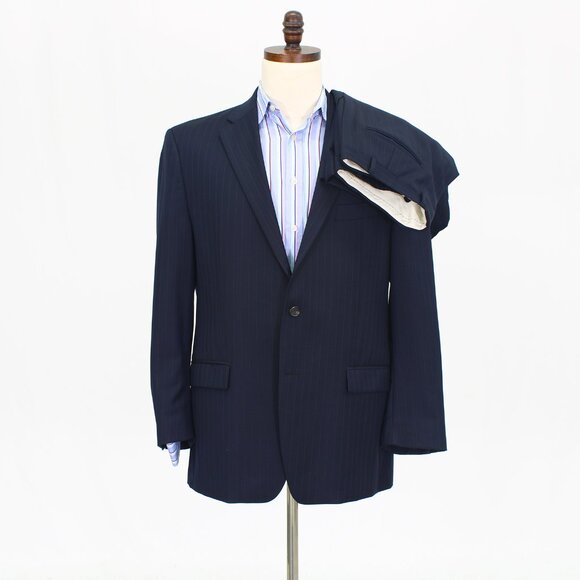 Ralph Lauren 44R 38x30 Navy Full Suit 2-Button Stripe R562 - Picture 1 of 15